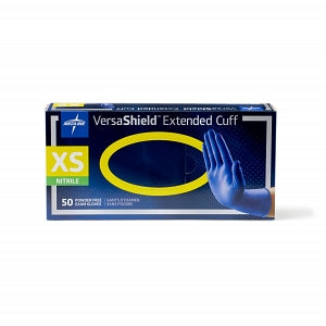 Medline VersaShield Extended Cuff Powder-Free Nitrile Exam Gloves - VersaShield Extended Cuff Powder-Free Nitrile Exam Gloves, Size XS - VS711XS