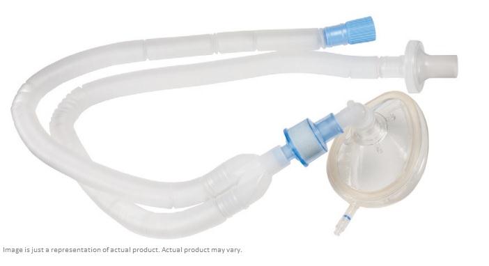 Adult 2 Limb Circle Anesthesia Circuit with 3 L Bag, Parallel Gas Wye, Gas Elbow, Dual B / V Filters and Mask, 108"