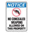 No Concealed Weapons Notice Sign 10"W x 14"H - Adhesive Vinyl