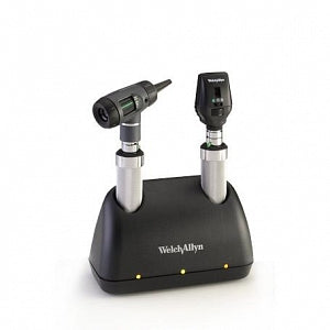 Welch Allyn Universal Desk Charger Sets - 3.5 V Halogen HPX Diagnostic Set, Coaxial Ophthalmoscope, MacroView Otoscope, Rechargeable 60-Min Power Handle, Universal Desk Charger; 100-240 V, 50-60 Hz AC, 2 Nickel-Cadmium Batteries, IEC Plug Type-B - 71641-M