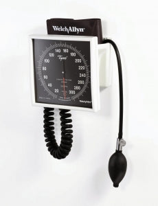 Welch Allyn 767 Wall and Mobile Sphygmomanometers - 767 Wall Aneroid Sphygmomanometer, 8' Coiled Tube, FlexiPort Reusable 2-Tube Cuff, Premium Inflation Bulb and Valve, Size: 11 Adult - 7670-01