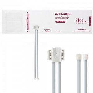 Welch Allyn FlexiPort Soft 2-Tube BP Cuffs with Mated Locking Connector - FlexiPort Soft Disposable Blood Pressure Cuff with Quick-Disconnect Locking Connector, 2-Tube, Size Large Adult - SOFT-12-2MF