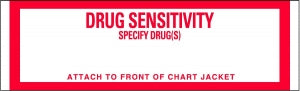 Centurion Centurion Nursing Chart Labels - Drug Sensitivity / Specify Drug(s) Nursing Chart Label - W947R