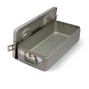 Medline Steriset Full Size Sterilization Containers - Steriset Full Size Sterilization Container with Flat Bottom and Aluminum Lid, Gray Handle, 23" x 10.5" x 4.5" - WAG2V11ASA