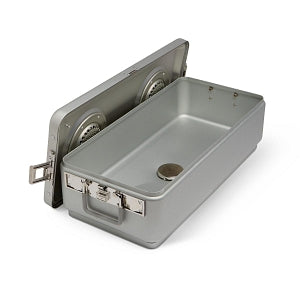 Medline Steriset Full-Size Sterilization Containers with Drain - Steriset Full Size Sterilization Container with Condensate Drain and Aluminum Lid, Gray Handle, 23" x 10.5" x 6.75" - WAG2VC17ASA