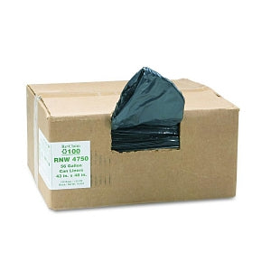 Webster Earthsense Black Trash Can Liners - Recycled Can Liners, Black, 56 gal., 1.25 mil, 43" x 48" - RNW4750