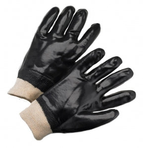 West Chester Protective Gear Rough PVC Interlock Coated Gloves - Rough Grip PVC Full Coat Gloves, Black, Size L - 1007RF