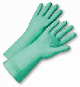 West Chester Protective Gear Unlined Green Nitrile Gloves - Unlined Nitrile Gloves, Green, 11 Mil, 13", Size 7 - 52N100/7