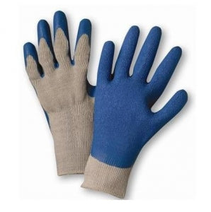 West Chester Protective Gear Heavy-Duty Knit Glove - Gray String-Knit Gloves with Blue Latex Palm, Size L - 700SLC/L