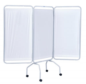 Winco Basic 3-Panel Folding Privacy Screens - 3-Panel Privacy Screen with Casters, White, 79" x 70" - 3130