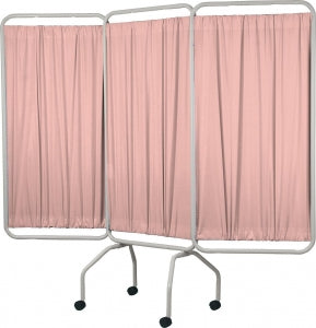 Winco Basic 3-Panel Folding Privacy Screens - 3-Panel Privacy Screen with Casters, Blush, 79" x 70" - 3139-92