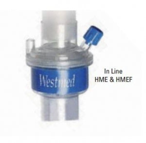 Westmed In-Line Maxi Heat and Moisture Exchangers with Filter - In-Line Filter, Heat Moisture Exchanger with CO2 Port, Mini - 6220