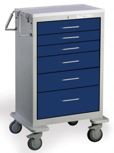 Medline Co-Label Traditional Steel Medical Carts - 6-Drawer Steel Unicart with Three 3", Two 6" and One 9" Drawer Configuration, Blue, Key Lock - WTLUX433669DB