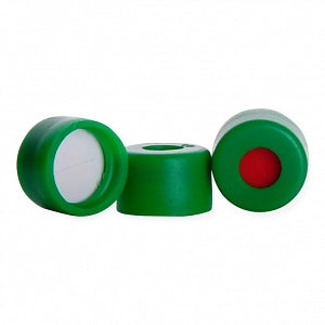 DWK Wheaton Snap Cap with Pre-Cut FEP / Butyl Septa - CAP, SNAP, GREEN, PRE-CUT FEP / SIL SEPTA, 8MM - 07-0020G