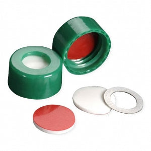 DWK Wheaton ScrewTin Cap with PTFE / Silicone Septa - CAP, SCREW, GREEN, PTFE / SIL SEPTA, 9MM - 09-0030GT