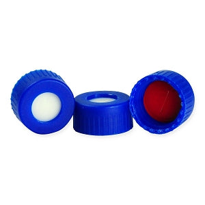 DWK Wheaton Screw Cap with Bonded PTFE / Silicone Septa - CAP, BLUE, BONDED PTFE / SIL SEP, PRECUT, 9MM - 09-0036B