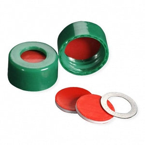 DWK Wheaton ScrewTin Cap with PTFE / Silicone / PTFE Septa - CAP, SCREW, GREEN, PTFE / SIL / PTFE SEP, 9MM - 09-0040GT