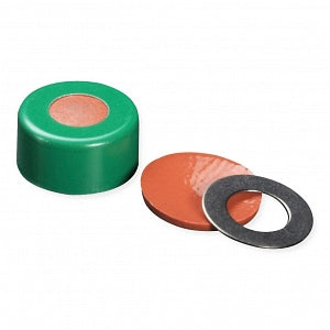 DWK Wheaton AlumiTin Crimp Seal with FEP / Rubber Septa - SEAL, GREEN, ALUMITIN, FEP / NAT RUBBER, 11MM - 11-0020GT