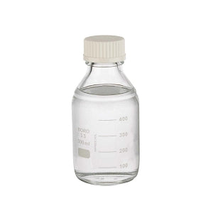 DWK Life Sciences Wheaton Clear Lab 45 Bottle - Lab 45 Wide-Mouth Round Safety-Coated Media Bottle with Cap, Clear, 500 mL - 219939