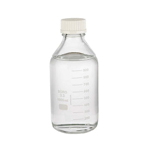 DWK Life Sciences Wheaton Clear Lab 45 Bottle - Lab 45 Wide-Mouth Round Safety-Coated Media Bottle with Cap, Clear, 1, 000 mL - 219940