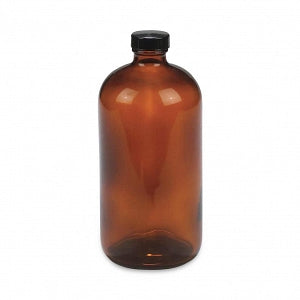 DWK Life Sciences Wheaton Type III Amber Safety Ctd Bottle - BOTTLE, GLS, AMB, RND, 33-400, PE LNR, 32OZ - 220946