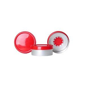 DWK Life Sciences Wheaton 20 mm Flip-Cap Seal - Unlined Aluminum Seal, Flip Cap, Red, 20 mm - 224203