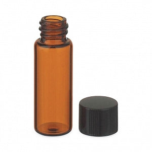 DWK Life Sciences Wheaton Amber Glass E-C Vial - E-C Glass Sample Vial, 13-425 Black Phenolic Cap with PTFE / Rubber Liner, Amber, 4 mL - 224752