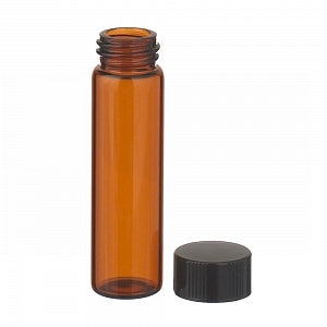 DWK Life Sciences Wheaton Amber Glass E-C Vial - E-C Glass Sample Vial, 13-425 Black Phenolic Cap with PTFE / Rubber Liner, Amber, 8 mL - 224754