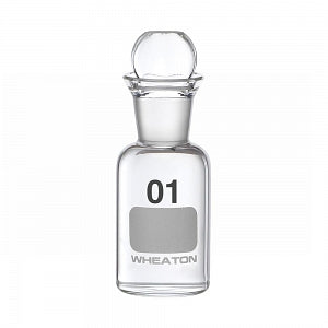 DWK Life Sciences Wheaton Glass BOD Bottle HeadStopper - Glass BOD Bottle with Glass Pennyhead Stopper, Numbered 01-36, 60 mL Capacity, 43 mm dia. x 115 mm H - 227494-01G