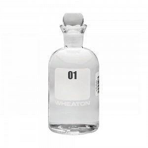 DWK Life Sciences Wheaton Glass BOD Bottle HeadStopper - Glass BOD Bottle with Glass Pennyhead Stopper with Barcoding, Numbered 01-24, 300 mL Capacity, 69 mm dia. x 165 mm H - 227497-01G