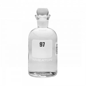 DWK Life Sciences Wheaton Glass BOD Bottle HeadStopper - Glass BOD Bottle with Glass Pennyhead Stopper with Barcoding, Numbered 97-120, 300 mL Capacity, 69 mm dia. x 165 mm H - 227497-05G