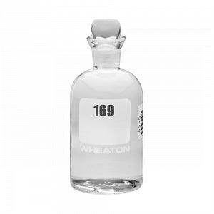 DWK Life Sciences Wheaton Glass BOD Bottle HeadStopper - Glass BOD Bottle with Glass Pennyhead Stopper with Barcoding, Numbered 169-192, 300 mL Capacity, 69 mm dia. x 165 mm H - 227497-08G