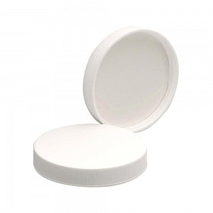 DWK Life Sciences Wheaton PTFE PP FCD / FMD PE Liner Cap - White Polypropylene Cap for Wide-Mouth Bottles, PTFE-Faced Foamed Polyethylene Liner, Size 63-400 - 239243