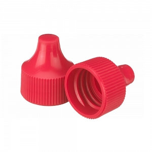 DWK Life Sciences Wheaton 20-410 PP Dropper Tip Caps - Polypropylene Dropper-Tip Cap, Size 20-410, Red - 242522