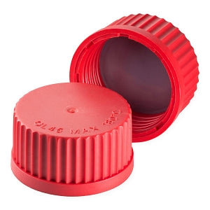 Wheaton Duran PBT Red GL High-Temp Screw Caps - CAP, SCREW, PBT, CLOSED, RED, W/PTFE, GL45 - 292402807