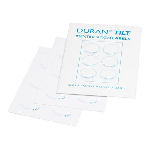 Wheaton Duran Tilt GL 56 Cap Labels - LABEL, POLYESTR, RND, WH, ADHESV, TLT BT, 40MM - 294015604