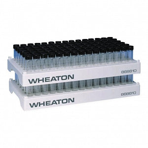 DWK Wheaton Polypropylene POS Rack with Open ID - Polypropylene Vial Rack, Open Inner Diameter 17.1 mm, 90 Positions - 868810