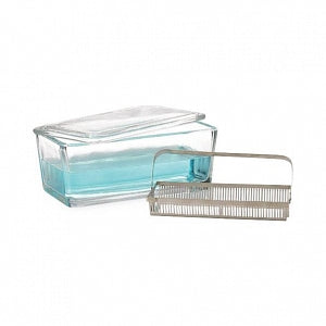 DWK Life Sciences Wheaton Slide Staining Dish - Soda Lime Glass Type III Staining Dish with Cover and Stainless Steel Rack, Clear, 185 mm L x 88 mm W x 78 mm D - 900400