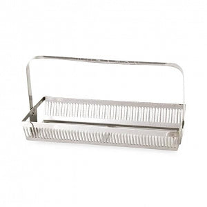 DWK Life Sciences Wheaton Rack Only - Stainless Steel 50-Slide Slide Rack with Handle, Silver, 185 mm L x 88 mm W x 78 mm D - 900404