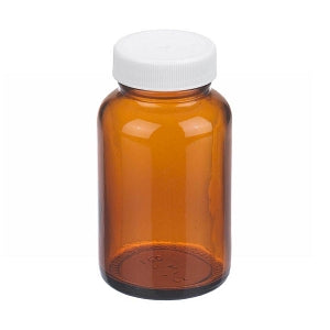 DWK Life Sciences Wheaton Amber WM PP / PTFE Bottle - Wide Mouth Packer Bottle, White Polypropylene Cap with PTFE-Faced Foamed Polyethylene Liner, Amber, 4 oz. - W216947