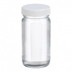 DWK Clear AC Medium Round Glass Sample Bottle with Screw Cap - BOTTLE, GLASS, WM AC RD, CAP, PV LN, CLR, 4OZ - W216997