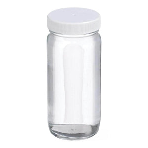 DWK Clear WM Type III Bottle - BOTTLE, GLS, CLR, RND, WH CAP, PTFE-PE LN, 8OZ - W217003