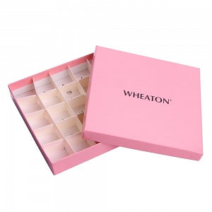 DWK Life Sciences Wheaton Cryofile Tissue Box - CryoFILE Water-Repellent Tissue Vial Storage Boxes, Pink, 25 Compartments for 50 Vials, 1" x 5" x 1" (130 x 130 x 25 mm) - W651610-P