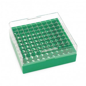 DWK Life Sciences Wheaton KEEPIT 100 Freezer Box - KeepIT-100 Plastic Freezer Box for 100 Internal Thread Vials, Green - W651704-G