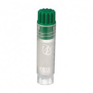 DWK Life Sciences Wheaton CryoElite Cap - CryoElite Sterile Polypropylene Cryogenic Vial, Green Internal Screw Cap, Writing Patch, 2 mL Capacity - W985920