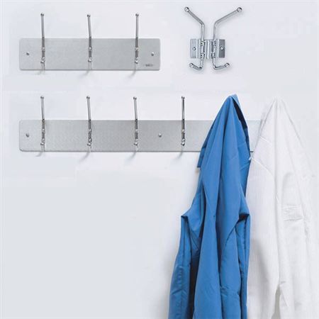 Wall-Mount Metal Rack 6-Hook - Satin Aluminum - 36"W x 3.75"D x 6.75"H