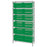 12"D Shelf and Bin Unit 36"W x 74"H Includes 48 Bins - (36) 10.875L x 5.5"W x 5"H; (12) 14.75"L x 14.75"W x 7"H