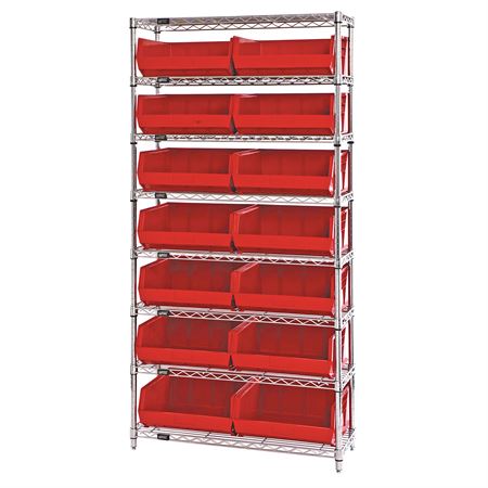 14"D Shelf and Bin Unit 36"W x 74"H Includes 28 Bins - 14.75"L x 8.25"W x 7"H