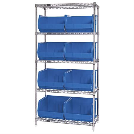 18"D Shelf and Bin Unit 36"W x 74"H Includes 15 Bins - 18"L x 11"W x 10"H