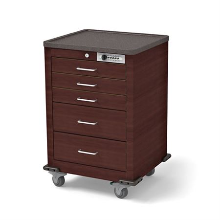 Med Jr. Steel Cart 5 Drawer-Key Lock Pear Woodgrain